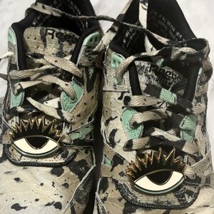 Melody Eshani X Reebok Green and Black Athletic Shoes with Artistic Desi…